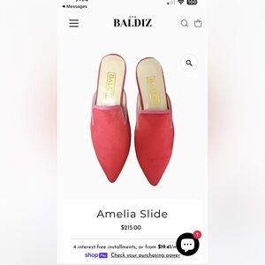 Baldiz hot pink velvet slides size 38-39